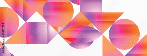 Serene gradient template. Circles and triangles mingle in minimalist perfection. Gentle fusion of forms and hues creates balanced yet captivating backdrop, embodying modern sophistication