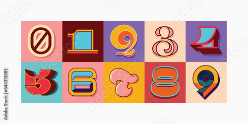 Vector creative colorfull geometry shapes' numerals. font alphabet vector illustrations.