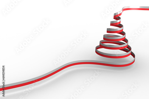 Digital png illustration of red and white spiral ribbon christmas tree on transparent background