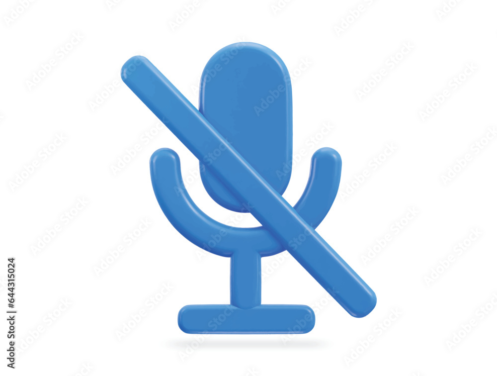 3d microphone mute icon no sound icon