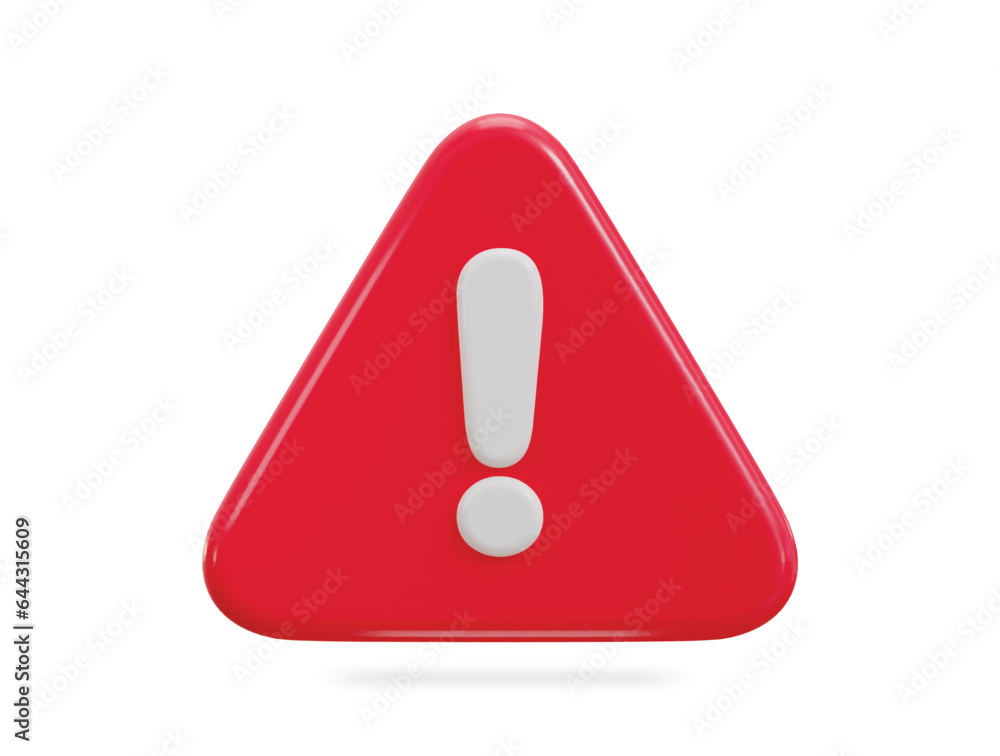 3d exclamation sign warning or danger risk message alert problem icon 3d exclamation sign warning or danger risk message alert problem icon