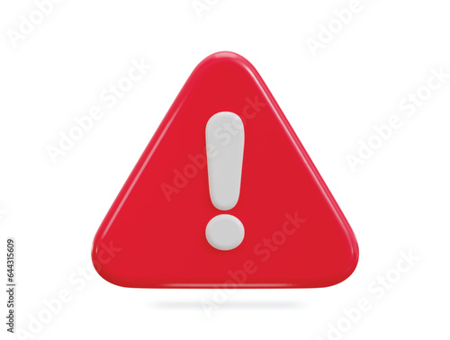3d exclamation sign warning or danger risk message alert problem icon