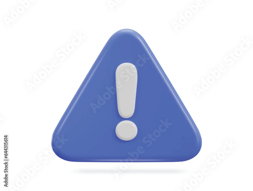 3d exclamation sign warning or danger risk message alert problem icon
