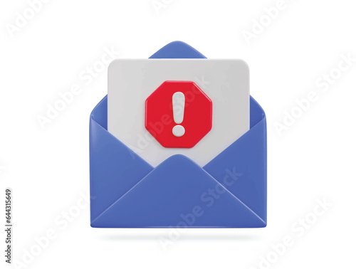 3d spam email envelope icon illustration	