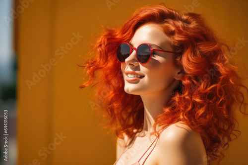 Pretty redhead woman in summer season