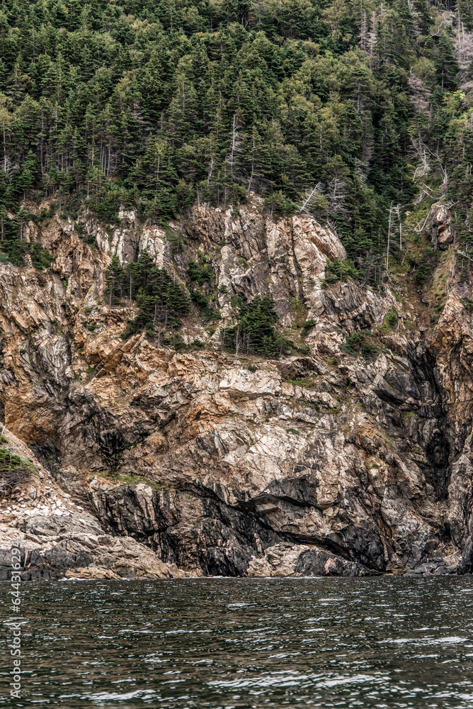 A panoramic view of the Cape Breton Island Coast line cliff scenic Cabot Trail route, Nova Scotia Hghlands Canada
