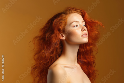 Pretty redhead woman in summer season