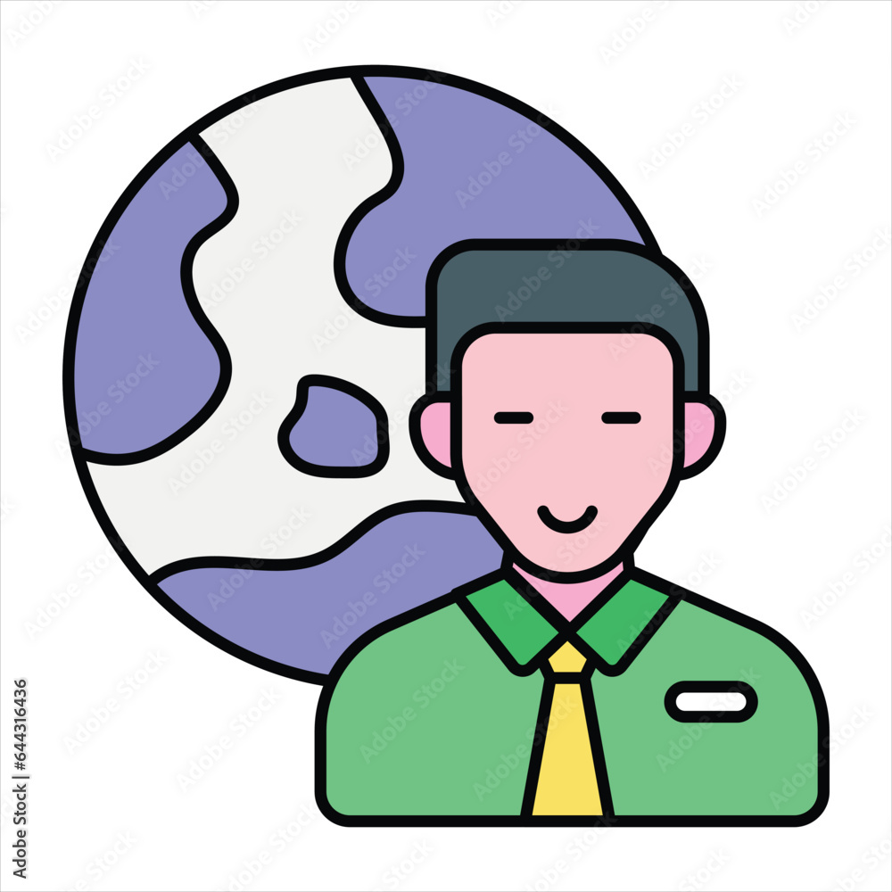 global business color outline icon design style global business color outline icon design style