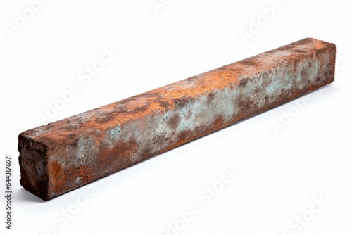 Rust-covered metal bar isolated on white. Generative AI