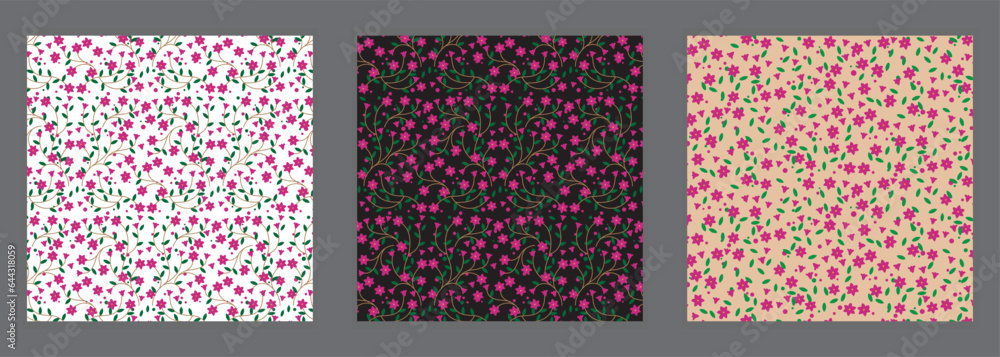Seamless vector patterns, abstract floral background, black background, Modern stylish design, geometric shape Seamless vector patterns, abstract floral background, black background, Modern stylish design, geometric shape