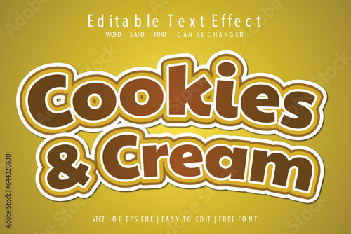 Vector Cookies & Cream editable text effect template