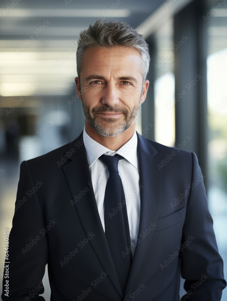 Professional office man posing for the camera in an office space created with AI Professional office man posing for the camera in an office space created with AI