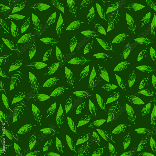 green leaves pattern. Floral illustration background