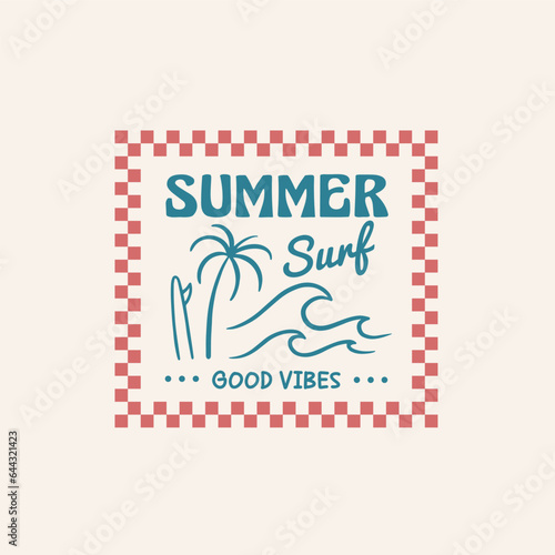 Vintage surf design template for surf club, surf shop, surf merch.