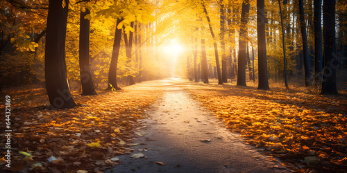path in autumn forest,,,,
Forest Trees Deciduous Landscape Advertising Background,,,,,
Bright sun in autumn forest stock photo 