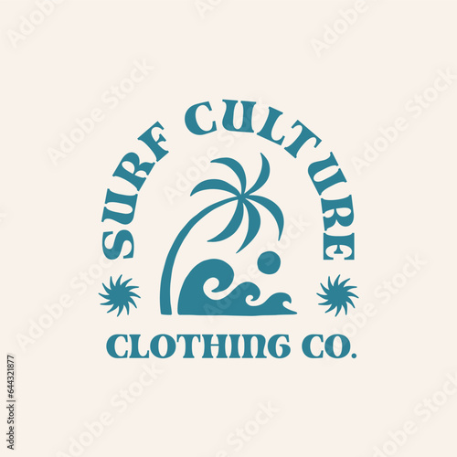 Vintage surf logo design template for surf club surf shop surf merch
