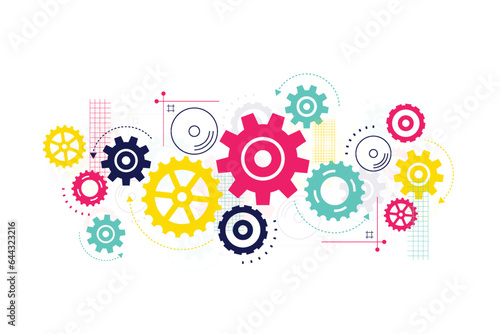 Abstract gear wheel mechanism background. Machine technology. Vector illustration