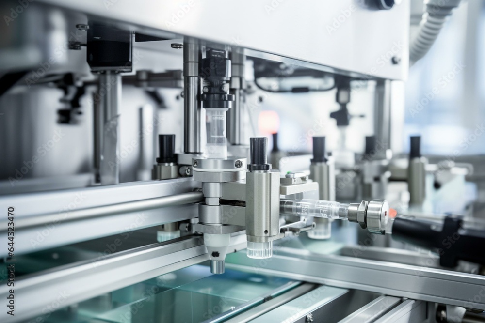 Machine filling and sealing cosmetic tubes for pharmaceutical industry. Generative AI