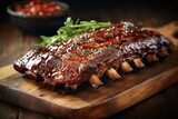 Barbecued pork ribs with flavor-packed sauce. Generative AI
