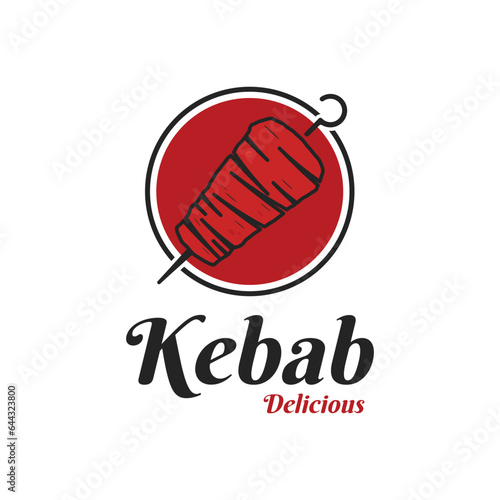 Kebab logo design creative idea label sticker with circle shape