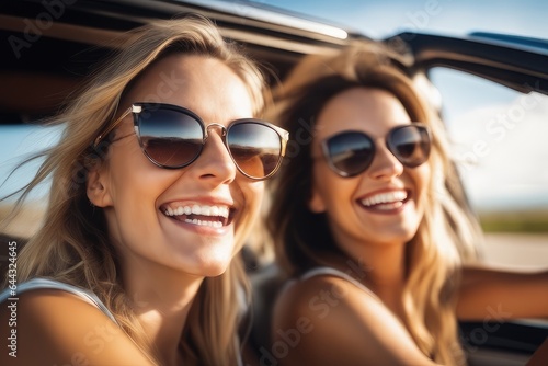 two women in car on vacation © drimerz