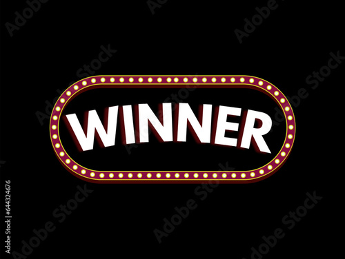 Winner icon. Typography showing casino winnings, jackpot winner