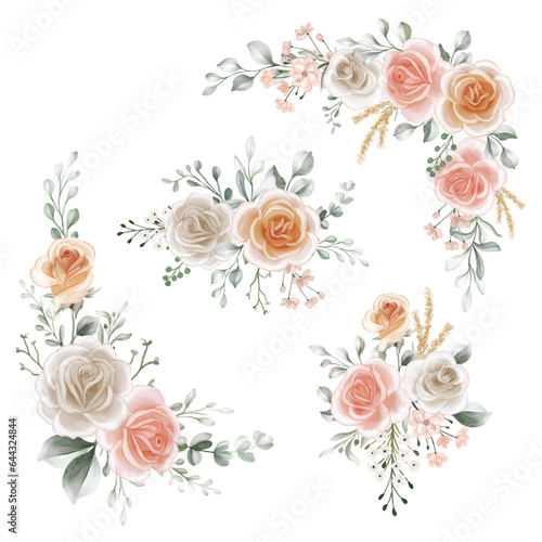 Shades of Peach, Soft Orange and White Roses Flower Arrangement Collection