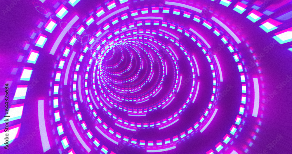 Obraz premium Abstract futuristic purple hi-tech tunnel from energy circles and magic lines background