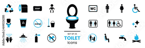 toilets icon set. wc people male female icons