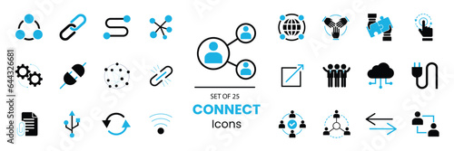 Connect icon set. connectivity, network, usb, transfer, cable, connection icons