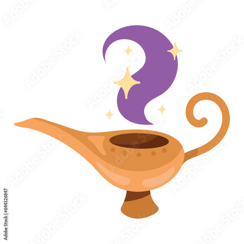 magic genie lamp with smoke