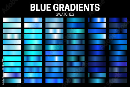 Blue Color Gradient Collection of Swatches.