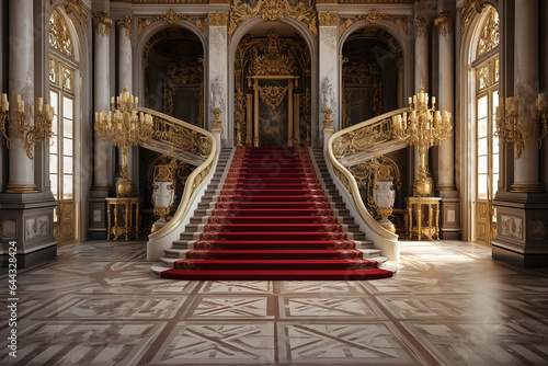 Generative AI Image of Stairs Inside a Luxury Building in Palace of Versailles
