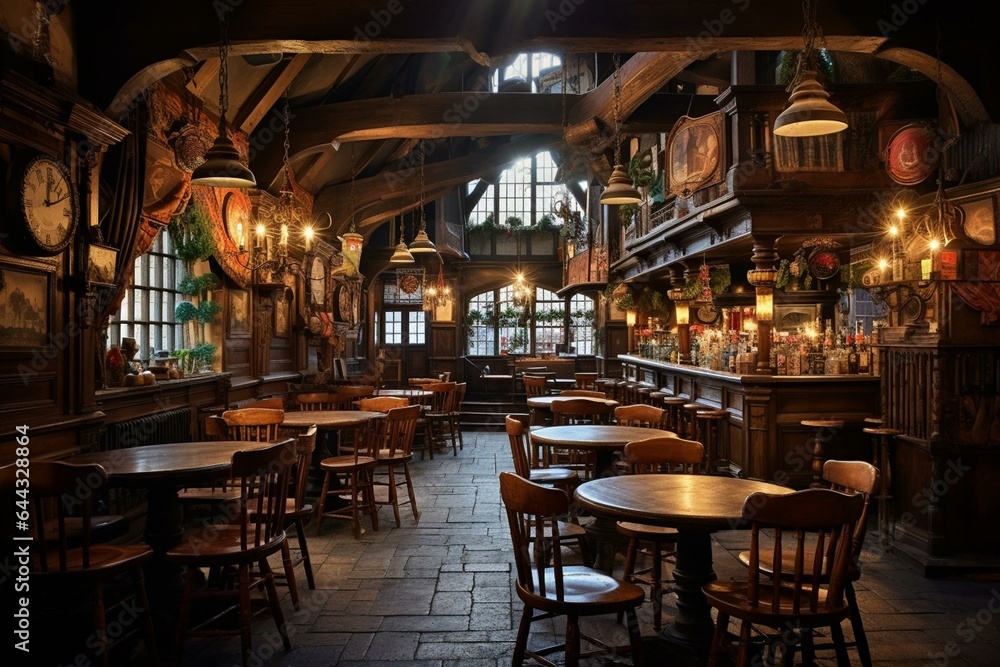 Interior of a pub. Generative AI
