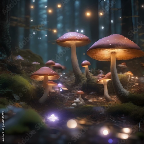 A magical forest with glowing mushrooms and talking trees3