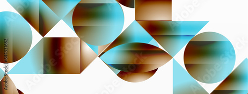 Serene gradient template. Circles and triangles mingle in minimalist perfection. Gentle fusion of forms and hues creates balanced yet captivating backdrop, embodying modern sophistication
