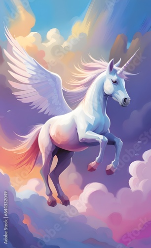 Watercolor illustration of unicorn.
