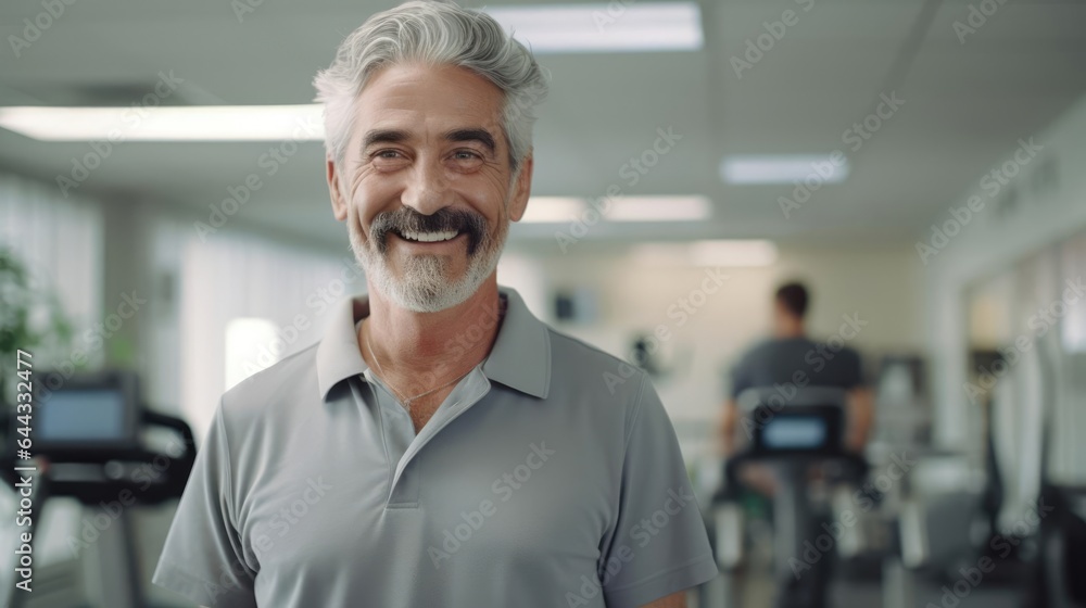 Portrait of a male occupational thisapist in a bustling rehabilitation center helping patients regain independence and improve their quality of life through customized thisapy programs