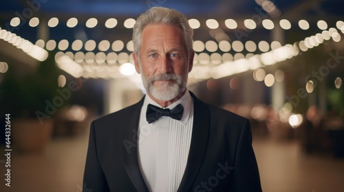 Portrait of a male philanthropist at a fundraising gala championing social initiatives