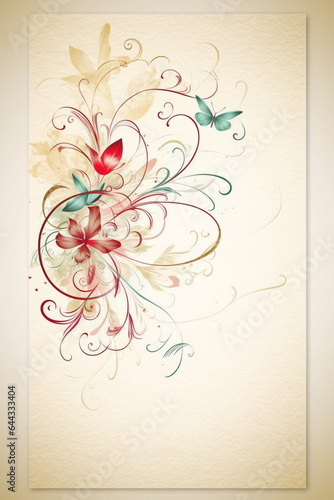 Colorful floral decoration illustration background template, creative arrangement of nature and flowers. Good for banner, wedding card invitation draft, greetings, and design element. Generative AI.