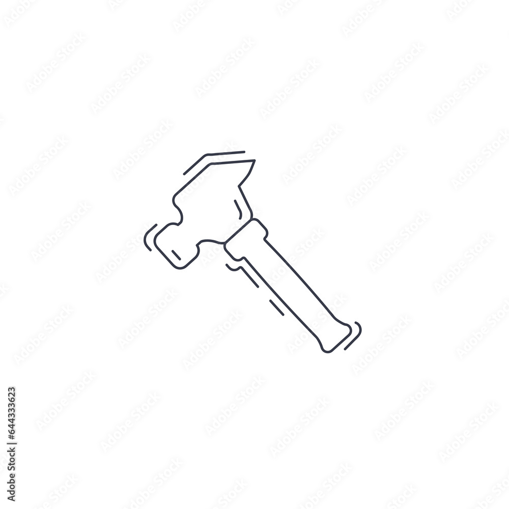 Hammer line icon, repair hammer thin line icon. Hammer line icon, repair hammer thin line icon.