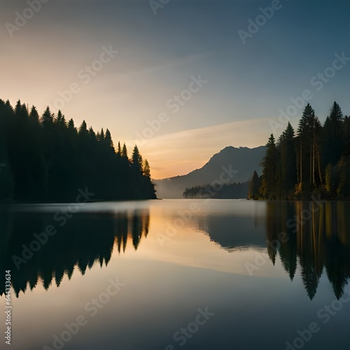 Sunrise, Lake Rappensee.AI generated