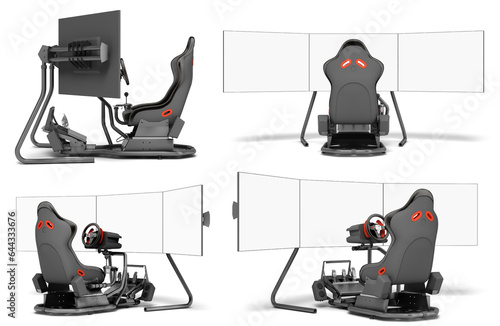 Foto Set of modern car game simulator  3d render on white