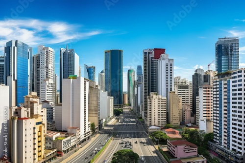 Cityscape of modern buildings at Faria Lima Avenue in the financial district of Sao Paulo, Brazil. Generative AI © Sophia
