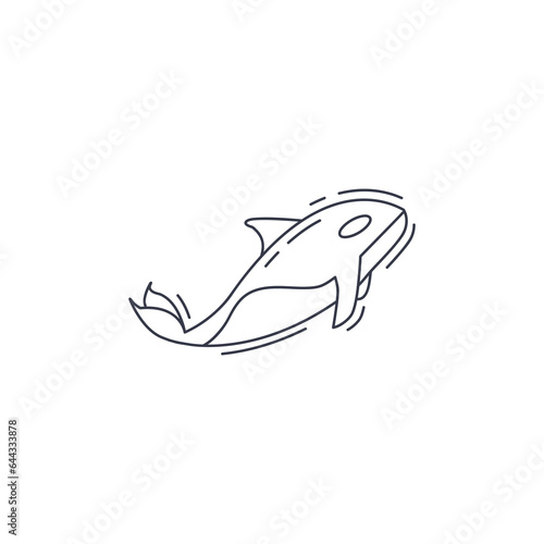 orca line icon, killer whale thin line icon