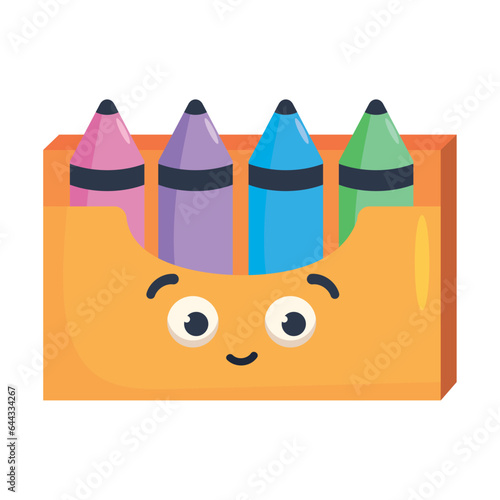 kawaii supply school crayons box