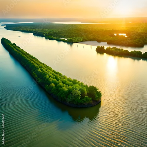 Saudi Arabia- Jazan Province- Green mangrove forest in summer.AI generated photo