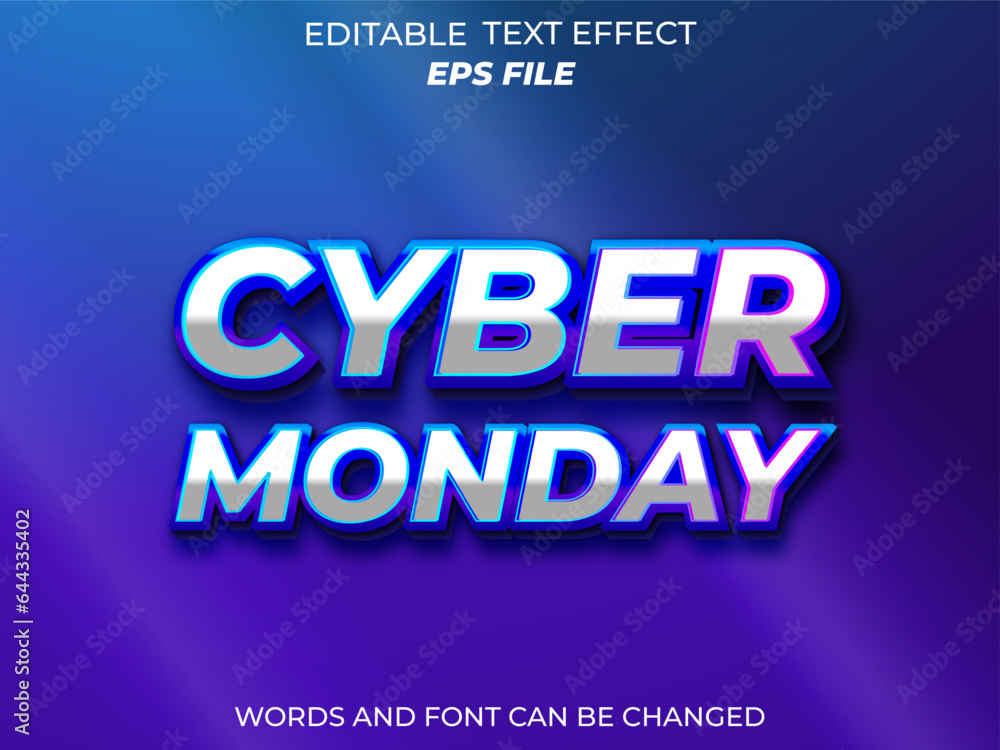 Obraz premium light text effect Cyber Monday . font editable, typography, 3d text. vector template