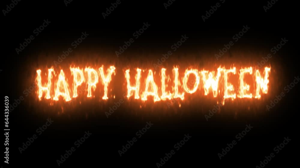Happy Halloween inscription burning with fire on a transparent background. Animation for the holiday and party on Halloween. Happy Halloween inscription burning with fire on a transparent background. Animation for the holiday and party on Halloween.