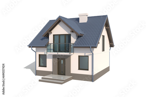 House isolated on white background, 3D illustration